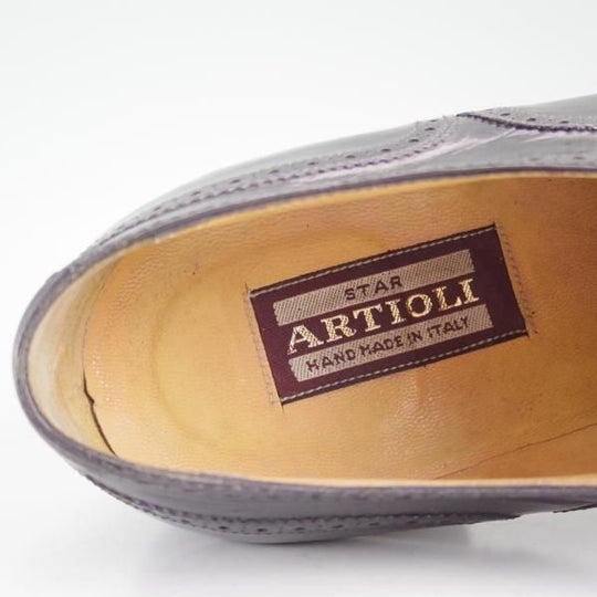 極上★(伊)アルティオリ SIZE 9.5【定価15万円以上★フルブローグ】黒/ウイングチップ/カーフ/ARTIOLI★c883