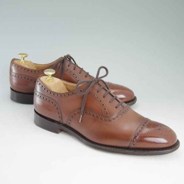 美品★チャーチ 80F/UK8【★ディプロマット/DIPLOMAT/4都市ロゴ】ネバダカーフ/WALNUT/ウォルナット/茶/セミブローグ/Church's★c884