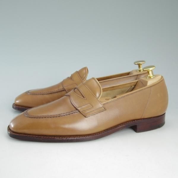 美品★ジョンロブ 6E【定価20万円程度★スキンステッチ仕様/ASHLEY/アシュレイ】4596ラスト/薄茶/コインローファー/JOHN LOBB★c888