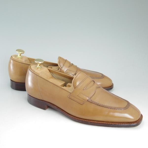 美品★ジョンロブ 6E【定価20万円程度★スキンステッチ仕様/ASHLEY/アシュレイ】4596ラスト/薄茶/コインローファー/JOHN LOBB★c888