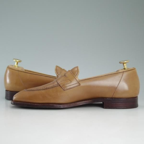 美品★ジョンロブ 6E【定価20万円程度★スキンステッチ仕様/ASHLEY/アシュレイ】4596ラスト/薄茶/コインローファー/JOHN LOBB★c888