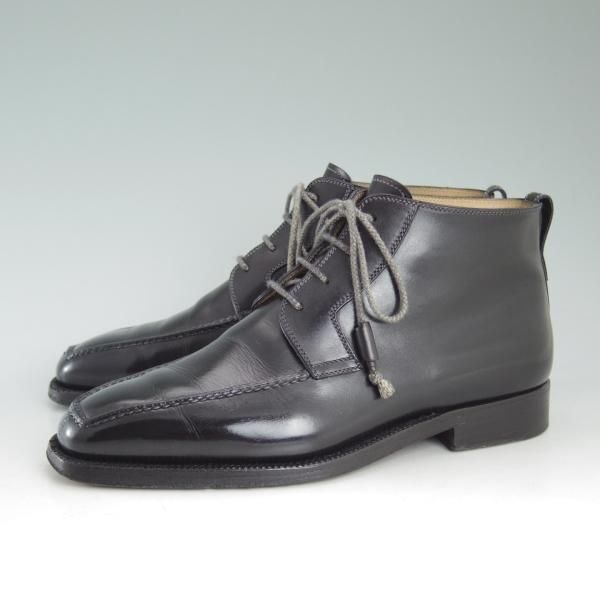 極上★(伊)ステファノビ製 SIZE 40【高額★スキンステッチ仕様/ロエベ別注/LOEWE】カーフ/黒/メンズ/靴/STEFANOBI★c890