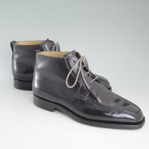 極上★(伊)ステファノビ製 SIZE 40【高額★スキンステッチ仕様/ロエベ別注/LOEWE】カーフ/黒/メンズ/靴/STEFANOBI★c890