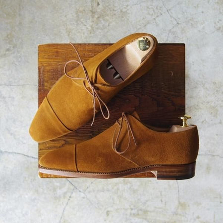 美品★(伊)メッカリエロ UK6程度【定価15万円程度★ハンドソーンウェルテッド製法】プレーントゥ/スエード/MECCARIELLO★c902