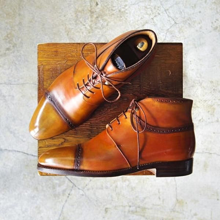 美品★(伊)メッカリエロ UK6程度【定価17万円程度★ハンドソーンウェルテッド製法】ブーツ/パティーヌ/カーフ/MECCARIELLO★c903