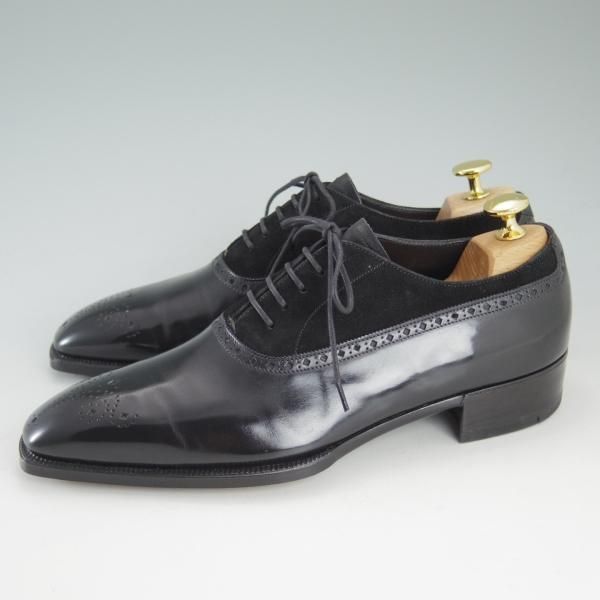 美品★(英)ガジアーノ&ガーリング UK5.5程度【貴重★ビスポーク商品】カーフ×スエード/黒/GAZIANO&GIRLING★c904