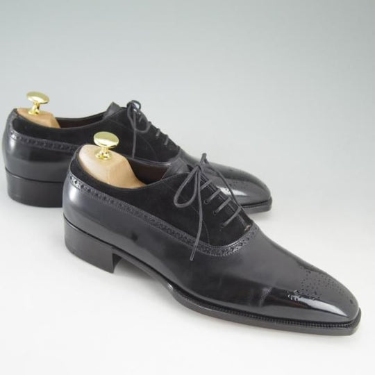 美品★(英)ガジアーノ&ガーリング UK5.5程度【貴重★ビスポーク商品】カーフ×スエード/黒/GAZIANO&GIRLING★c904