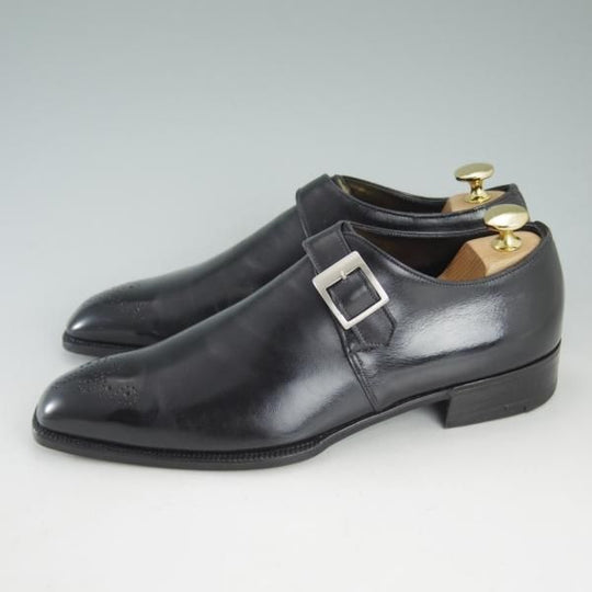 ★(英)ガジアーノ&ガーリング UK5.5程度【高級★ビスポーク商品】モンクストラップ/カーフ/黒/GAZIANO&GIRLING★c905