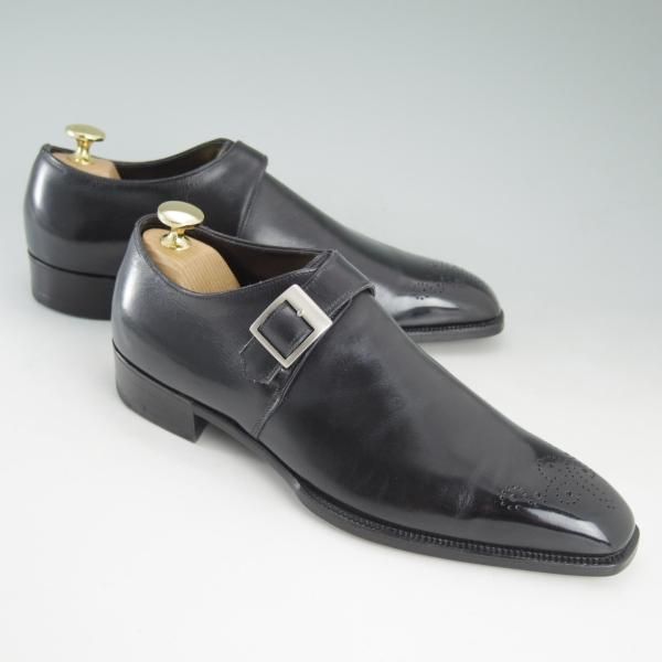 ★(英)ガジアーノ&ガーリング UK5.5程度【高級★ビスポーク商品】モンクストラップ/カーフ/黒/GAZIANO&GIRLING★c905