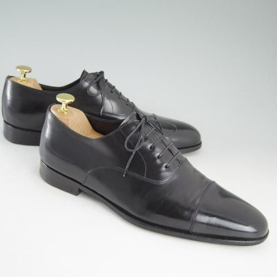 極上★(伊)タニノクリスチー SIZE 7.5【定価17万円程度★最後期のストレートチップ】136215/カーフ/黒/TANINO CRISCI★c909