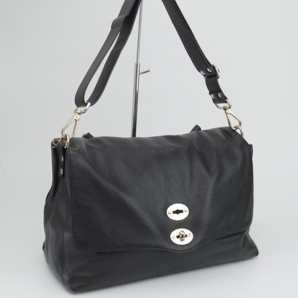 美品★(伊)ザネラート/ZANELLATO【★ポスティーナ L】マルカプント/ショルダー バッグ/メンズ&レディース/黒★a0N5242