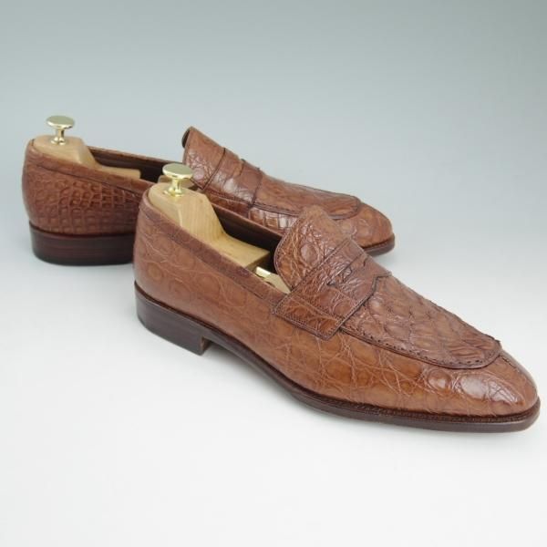 極美品★(スペイン製)CARMINA/カルミナ SIZE 9【定価15万円以上★クロコ仕様/トレーディングポスト別注】ローファー/Trading Post★c928