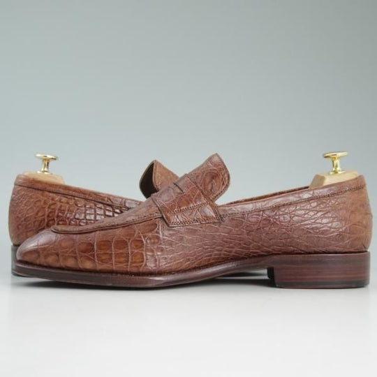 極美品★(スペイン製)CARMINA/カルミナ SIZE 9【定価15万円以上★クロコ仕様/トレーディングポスト別注】ローファー/Trading Post★c928