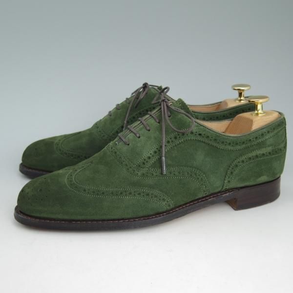 極美品★(英)チーニー 7E【★ポールスミス別注/Paul Smith】フルブローグ/175ラスト/緑/スエード/CHEANEY★c935