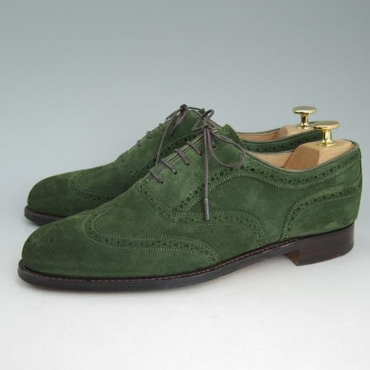 極美品★(英)チーニー 7E【★ポールスミス別注/Paul Smith】フルブローグ/175ラスト/緑/スエード/CHEANEY★c935