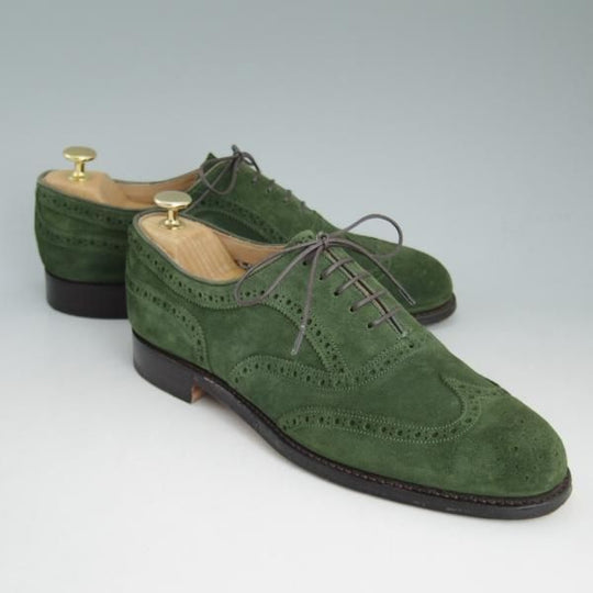 極美品★(英)チーニー 7E【★ポールスミス別注/Paul Smith】フルブローグ/175ラスト/緑/スエード/CHEANEY★c935