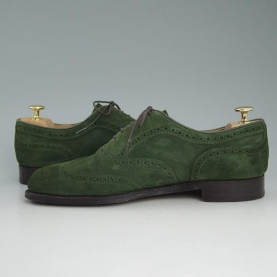 極美品★(英)チーニー 7E【★ポールスミス別注/Paul Smith】フルブローグ/175ラスト/緑/スエード/CHEANEY★c935