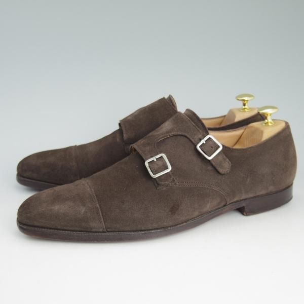 極上★クロケット&ジョーンズ 9E【★ラウンズ/LOWNDES】ダブルモンク/348ラスト/濃茶/スエード/Crockett&Jones★c938