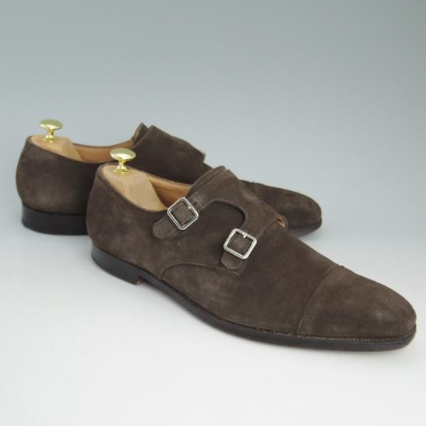 極上★クロケット&ジョーンズ 9E【★ラウンズ/LOWNDES】ダブルモンク/348ラスト/濃茶/スエード/Crockett&Jones★c938