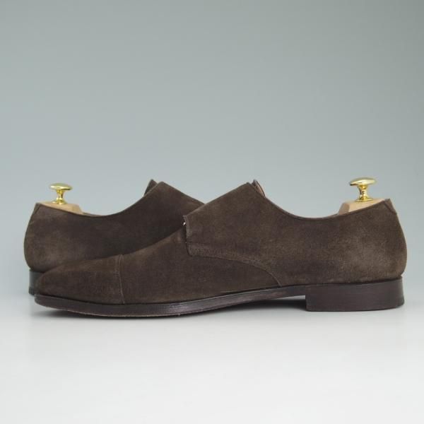 極上★クロケット&ジョーンズ 9E【★ラウンズ/LOWNDES】ダブルモンク/348ラスト/濃茶/スエード/Crockett&Jones★c938