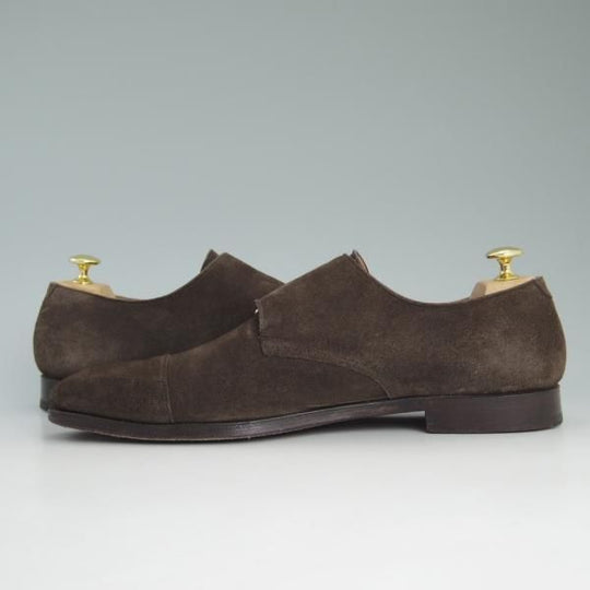 極上★クロケット&ジョーンズ 9E【★ラウンズ/LOWNDES】ダブルモンク/348ラスト/濃茶/スエード/Crockett&Jones★c938