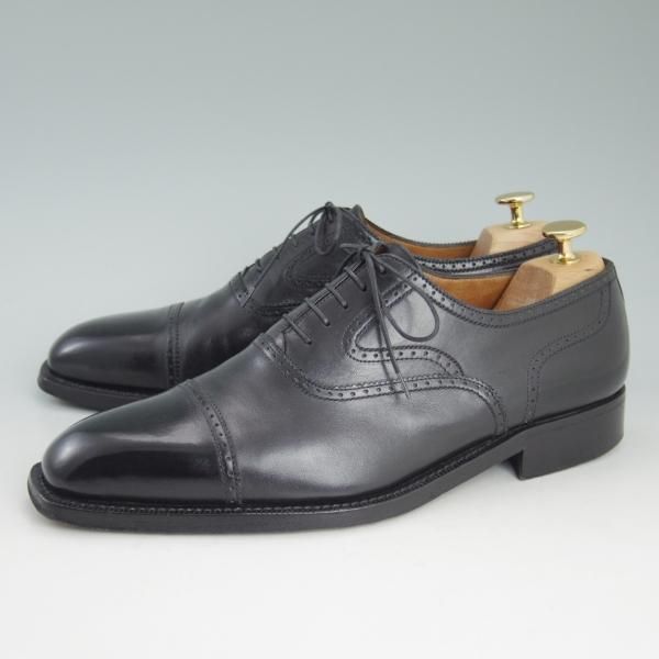 極上★(伊)ア・テストーニ SIZE 8【上級★ブラックラベル/Black Label/ブラックラピド製法】パンチドキャップトゥ/カーフ/a.testoni★c945