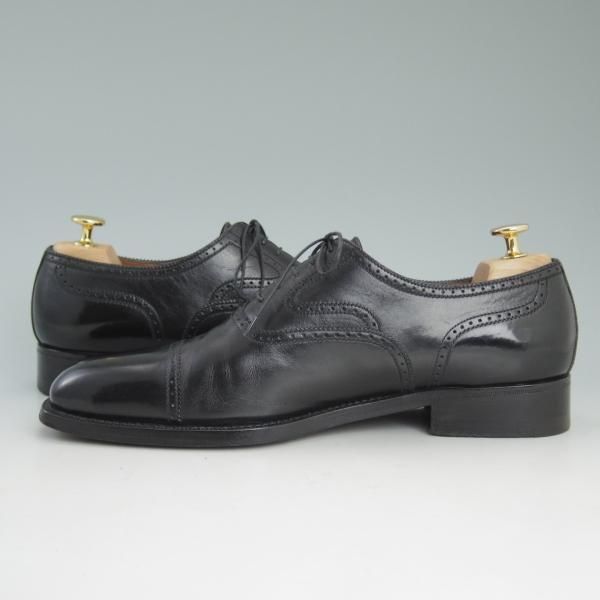 極上★(伊)ア・テストーニ SIZE 8【上級★ブラックラベル/Black Label/ブラックラピド製法】パンチドキャップトゥ/カーフ/a.testoni★c945