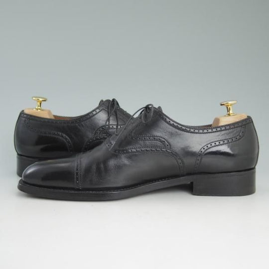 極上★(伊)ア・テストーニ SIZE 8【上級★ブラックラベル/Black Label/ブラックラピド製法】パンチドキャップトゥ/カーフ/a.testoni★c945