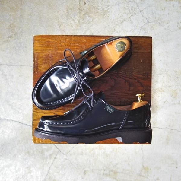 美品★パラブーツ(レディース) SIZE 3.5【貴重★ミカエル/MICHAEL】チロリアンシューズ/NOIR/GLOSS/グリフソール/Paraboot★c965