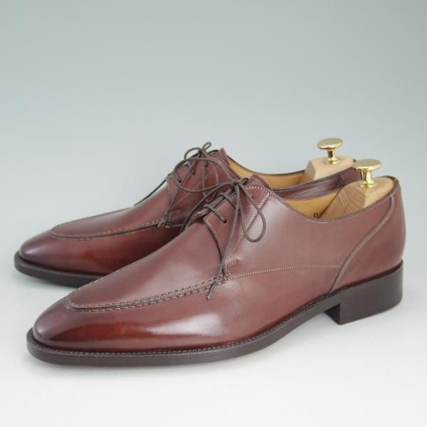 極美品★(伊)サントーニ SIZE 9.5【上級★ブラックラピド製法】Uチップ/赤茶/カーフ/SANTONI★c967