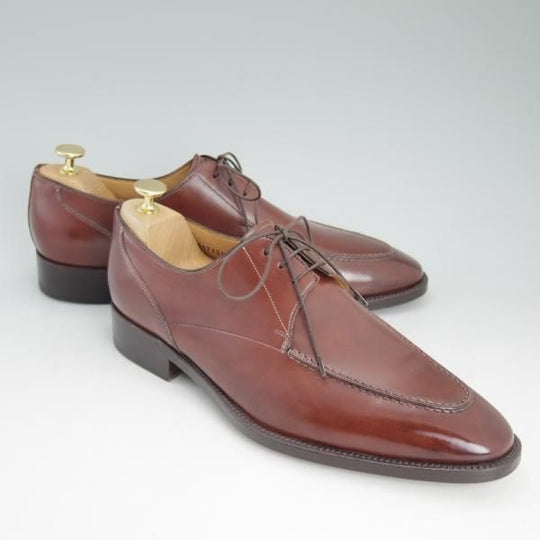 極美品★(伊)サントーニ SIZE 9.5【上級★ブラックラピド製法】Uチップ/赤茶/カーフ/SANTONI★c967