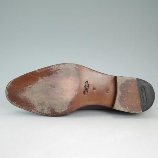 極美品★(伊)サントーニ SIZE 9.5【上級★ブラックラピド製法】Uチップ/赤茶/カーフ/SANTONI★c967