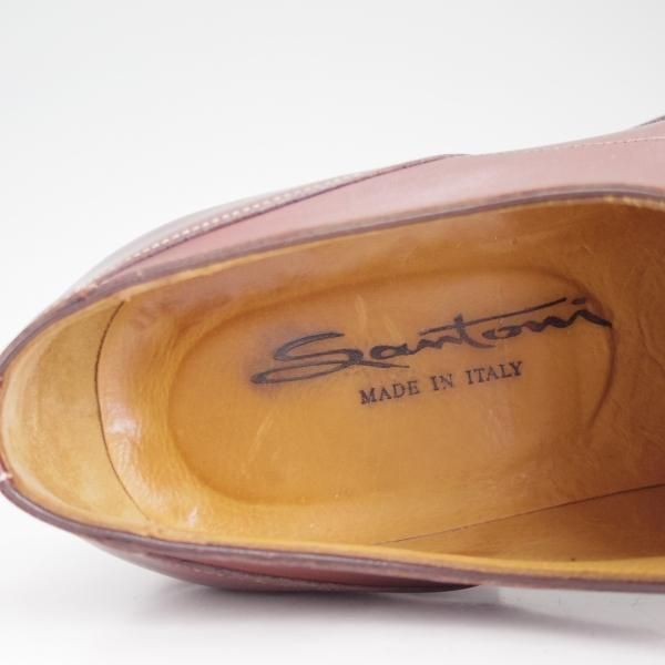 極美品★(伊)サントーニ SIZE 9.5【上級★ブラックラピド製法】Uチップ/赤茶/カーフ/SANTONI★c967