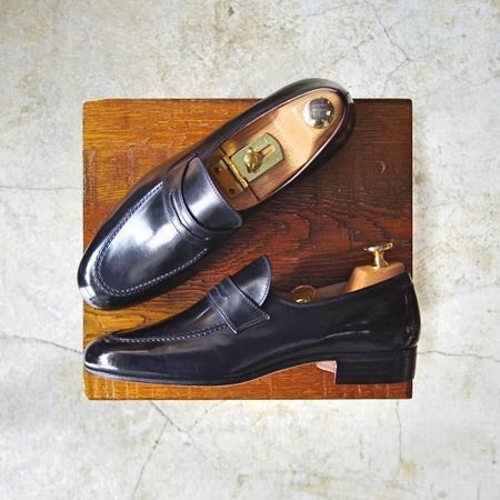 未使用★(伊)タニノクリスチー SIZE 5.5【★定価15万円以上/コインローファー/黒】カーフ/102872/men's/メンズ/TANINO CRISCI★c971