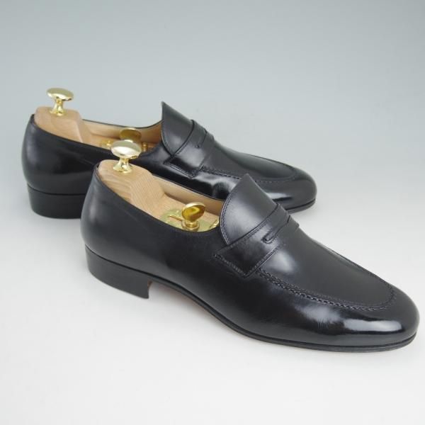 未使用★(伊)タニノクリスチー SIZE 5.5【★定価15万円以上/コインローファー/黒】カーフ/102872/men's/メンズ/TANINO CRISCI★c971