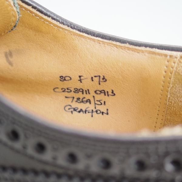 極美品★チャーチ 80F/UK8【★グラフトン/GRAFTON/173ラスト】ポリッシュドバインダーカーフ/4都市ロゴ/黒/フルブローグ/Church's★c994