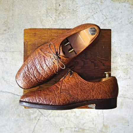 ★チャーチ 85D/UK8.5【極貴重★象革/GENUINE ELEPHANT/2都市ロゴ】旧チャーチ/プレーントゥ/Vフロント/ゾウ革/Church's★c996