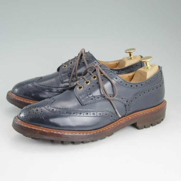 極上★トリッカーズ SIZE 7【★コマンドソール仕様/M7292】紺/ネイビー/カーフ/カントリー/短靴/フルブローグ/Tricker's★c997