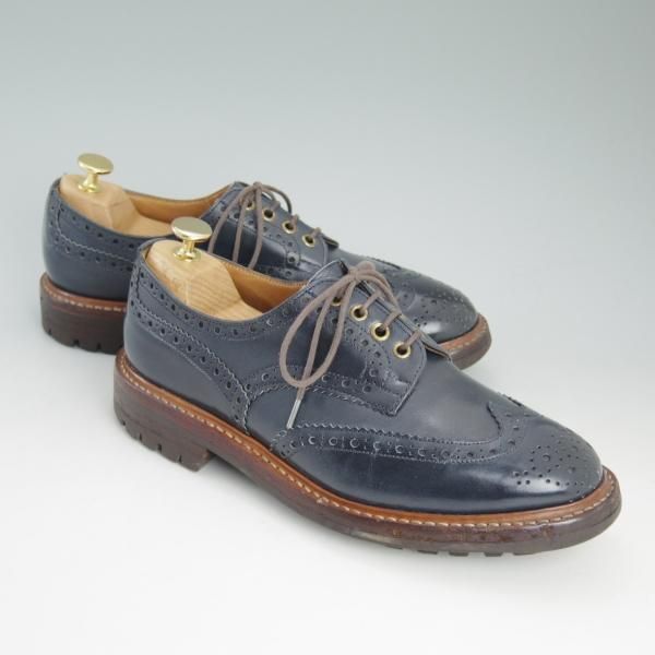 極上★トリッカーズ SIZE 7【★コマンドソール仕様/M7292】紺/ネイビー/カーフ/カントリー/短靴/フルブローグ/Tricker's★c997