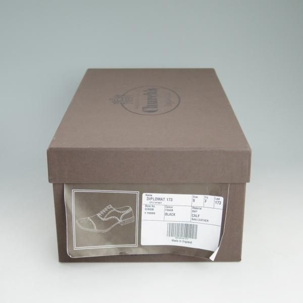 美品★チャーチ 90F/UK9【★ディプロマット/DIPLOMAT/173ラスト】セミブローグ/黒/カーフ/5都市ロゴ/Church's★c998