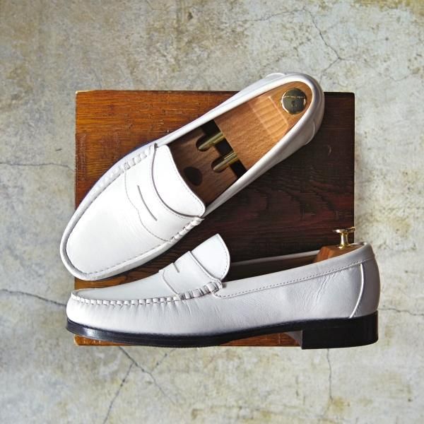 極美品★三陽山長 SIZE 8【★コインローファー】白/カーフ/スリッポン/モカシンシューズ/SanyoYamacho★d002