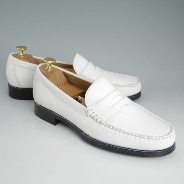 極美品★三陽山長 SIZE 8【★コインローファー】白/カーフ/スリッポン/モカシンシューズ/SanyoYamacho★d002