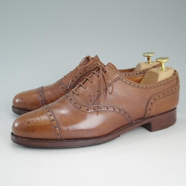 極上★クロケット&ジョーンズ UK7程度【★(米)ラルフローレン別注/POLO Ralph Lauren】セミブローグ/グレインレザー/Crockett&Jones★d025