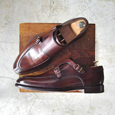 極上★(スペイン製)マグナーニ SIZE 8【★ブラックラピド製法/ボロネーゼ/ダブルモンク】濃茶/カーフ/Uチップ/MAGNANNI★d030