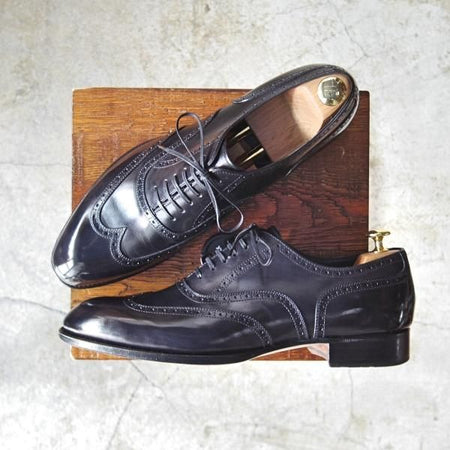 美品★シェットランドフォックス SIZE 8.5【上級★ケンジントン/3014SF】フルブローグ/黒/カーフ/ウイングチップ/Shetlandfox★d031