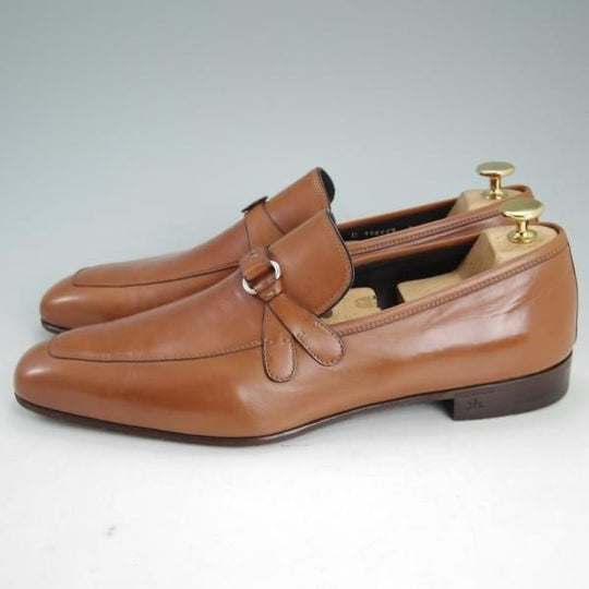 極美品★(伊)タニノクリスチー SIZE 8【定価17万円程度★最後期のローファー】カーフ/136659/茶/TANINO CRISCI★d036