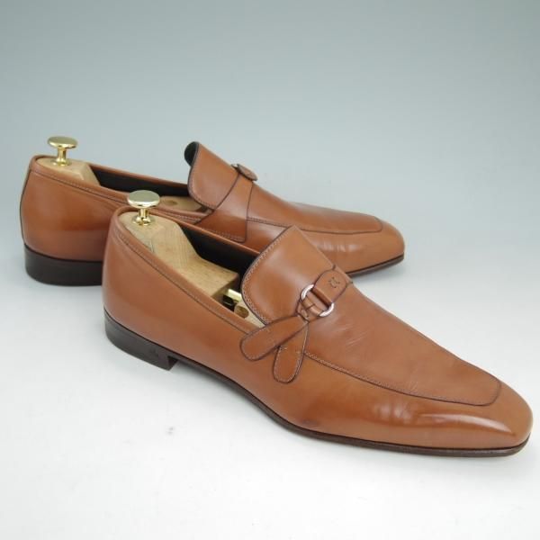 極美品★(伊)タニノクリスチー SIZE 8【定価17万円程度★最後期のローファー】カーフ/136659/茶/TANINO CRISCI★d036