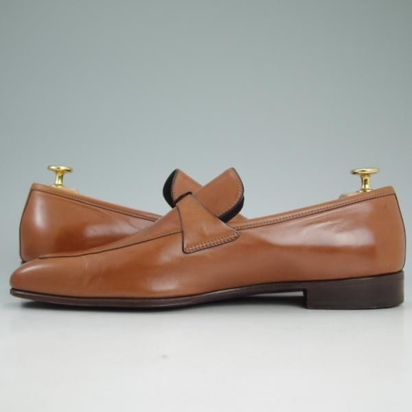極美品★(伊)タニノクリスチー SIZE 8【定価17万円程度★最後期のローファー】カーフ/136659/茶/TANINO CRISCI★d036