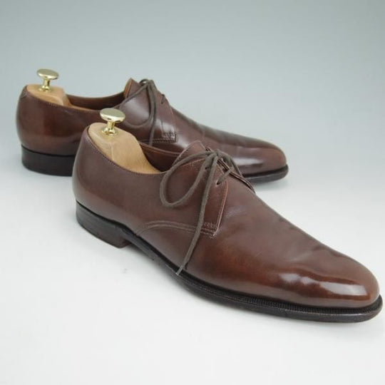 極上★クロケット&ジョーンズ 6.5D【★ハンドグレードライン/BATEMAN】プレーントゥ/Vフロント/カーフ/茶/Crockett&Jones★d042