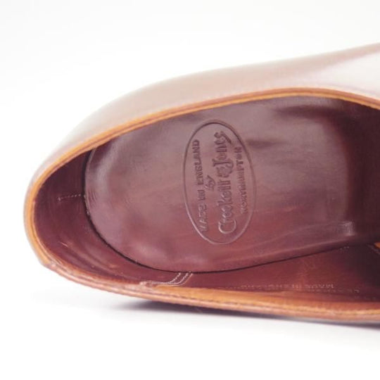 極上★クロケット&ジョーンズ 6.5D【★ハンドグレードライン/BATEMAN】プレーントゥ/Vフロント/カーフ/茶/Crockett&Jones★d042